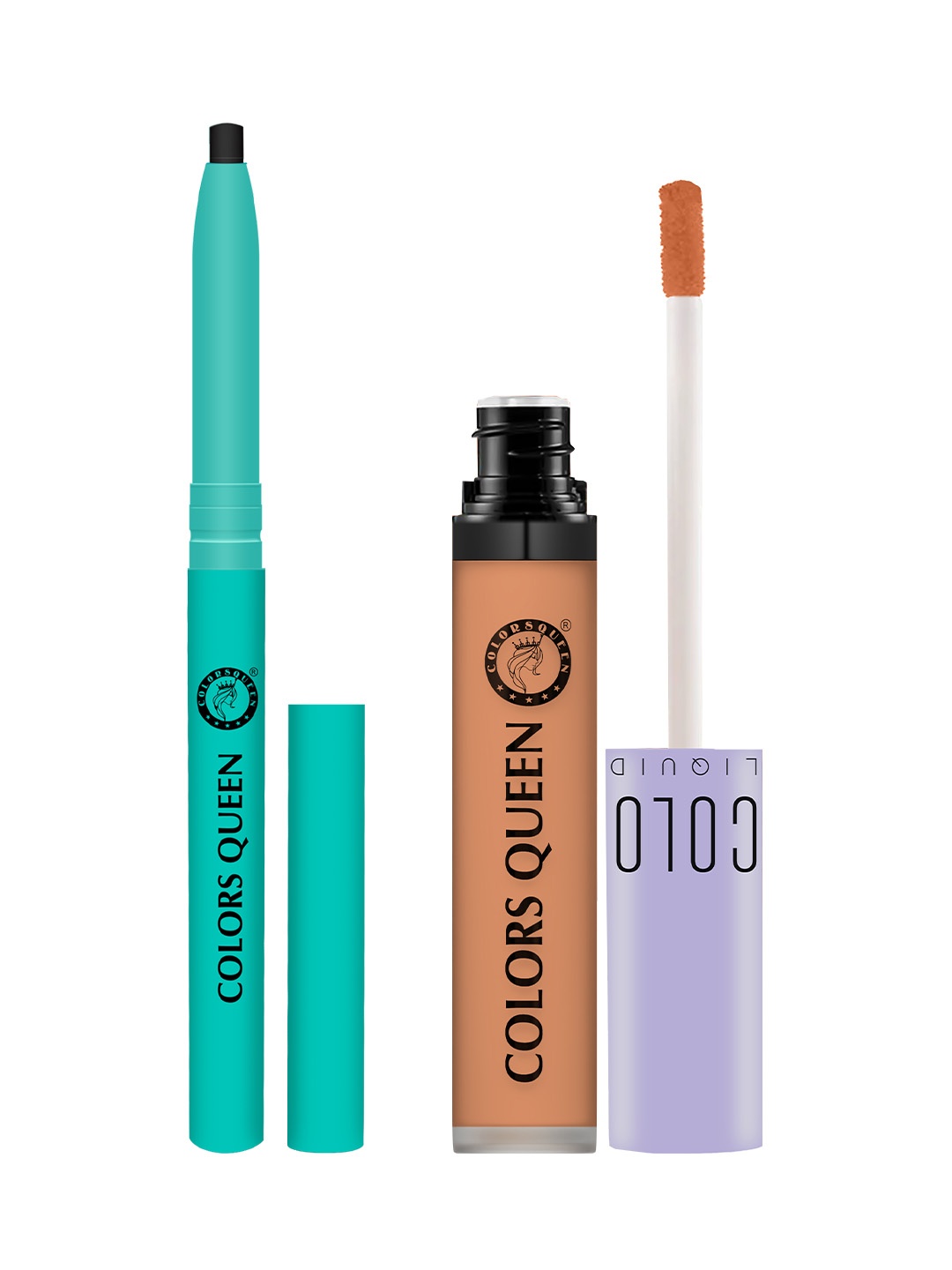 

Colors Queen Set Of 2 Liquid Concealer- 6 g & HD Auto Gel Long Lasting Kajal-0.6 g, Green