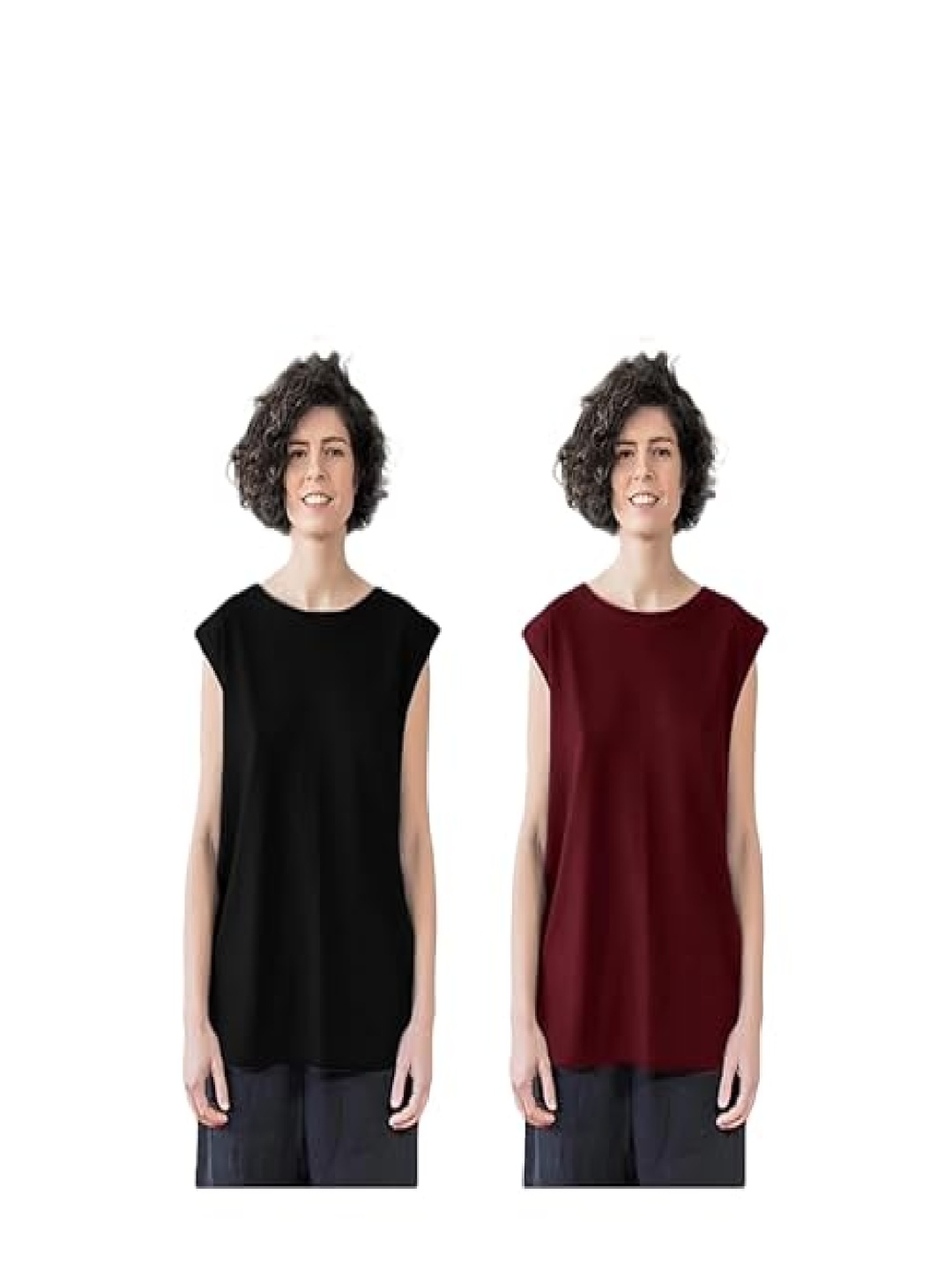 

NOTWILD Women Pack Of 2 Solid Round Neck Cotton T-shirts, Black