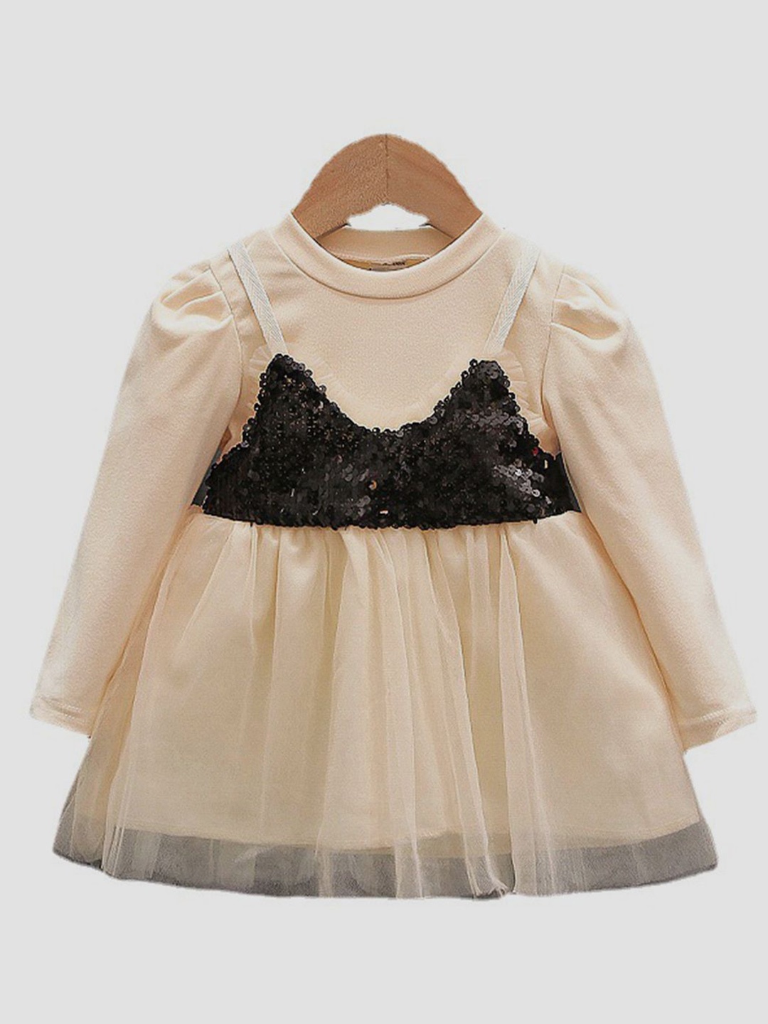 

YK Girls Embellished Cotton Fit & Flare Dress, Beige