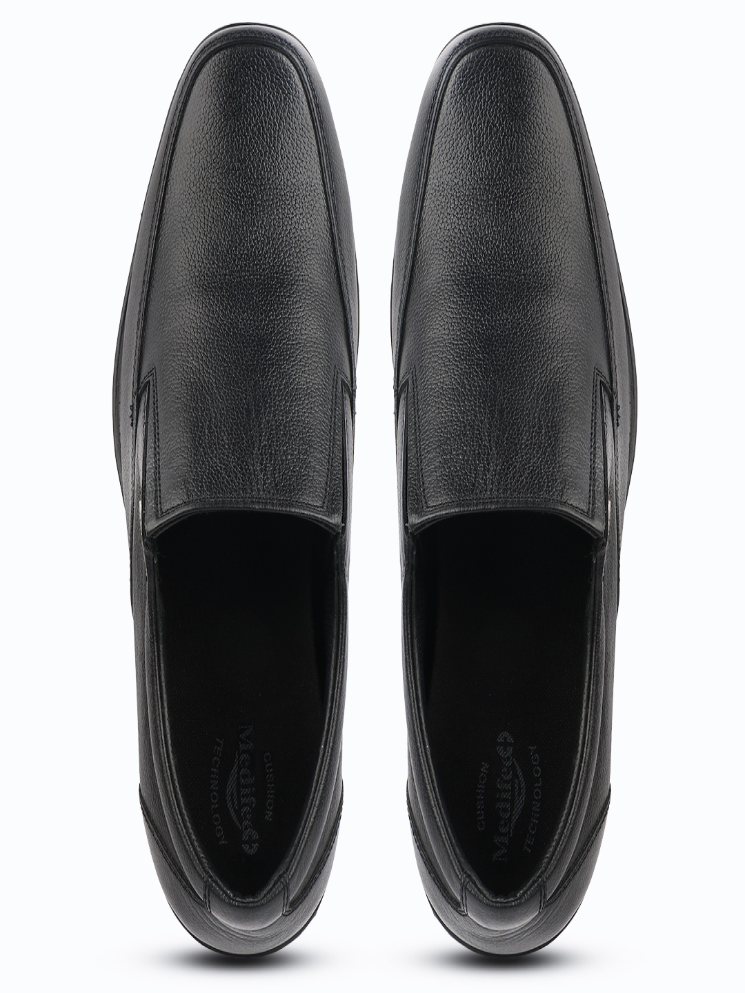 

MEDIFEET Men Round Toe Leather Formal Slip-On Shoes, Black