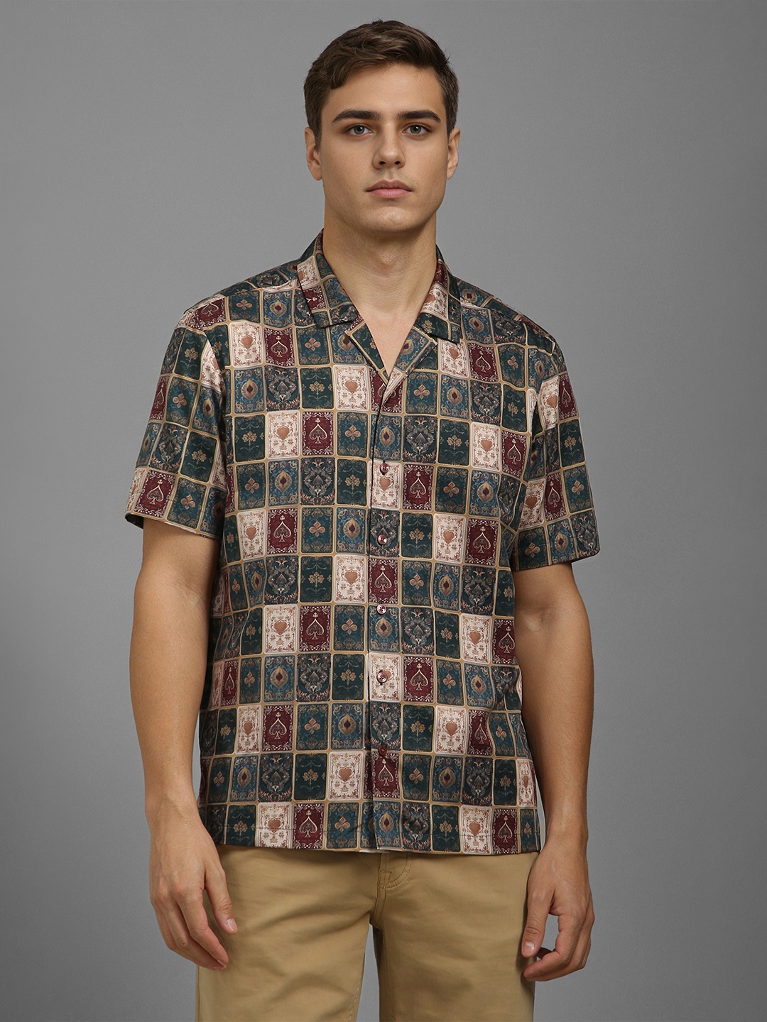 

Louis Philippe Sport Men Slim Fit Graphic Printed Casual Shirt, Green