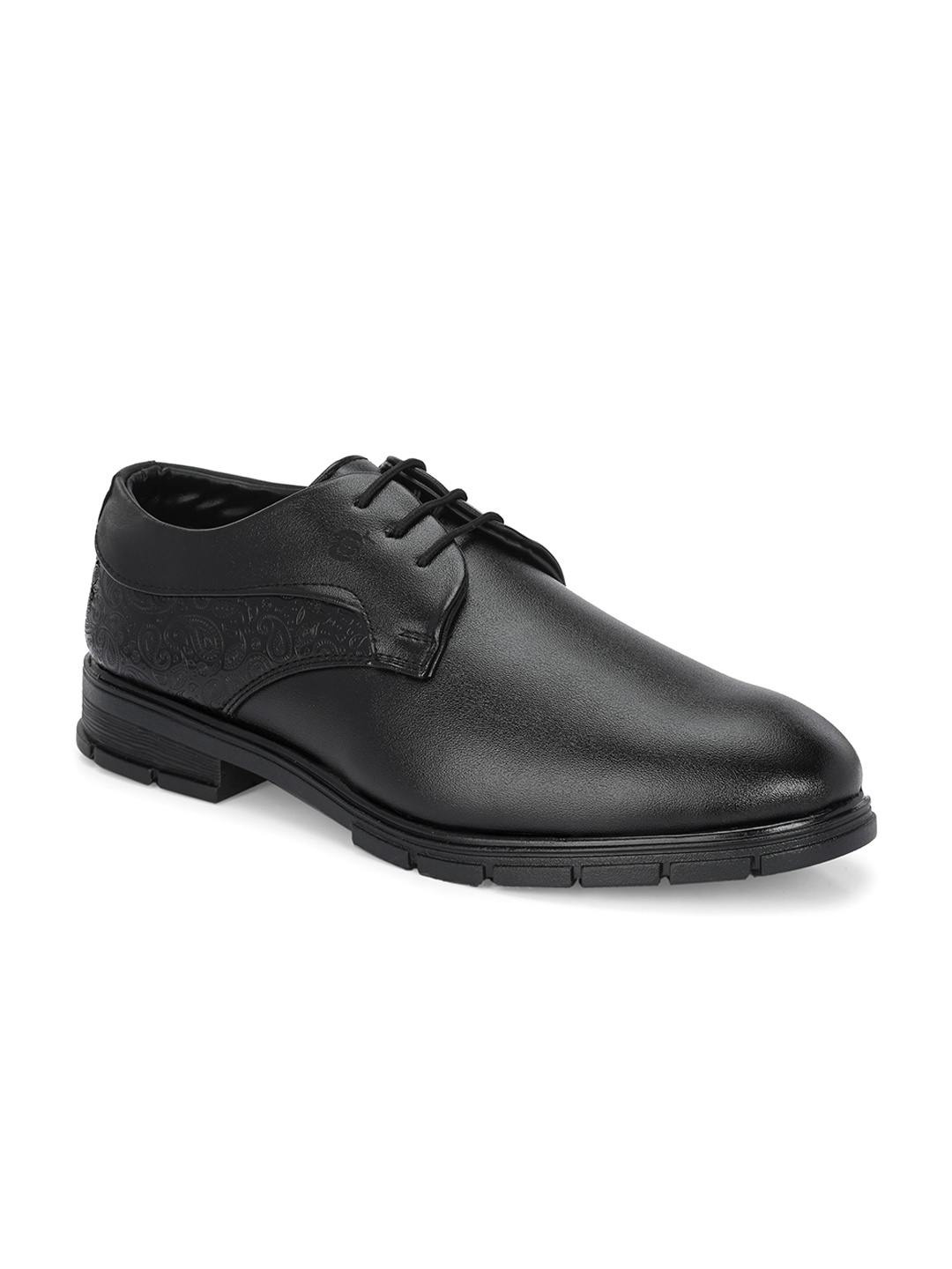 

Stylelure Men Textured Lace-Up Formal Derby Shoes, Black