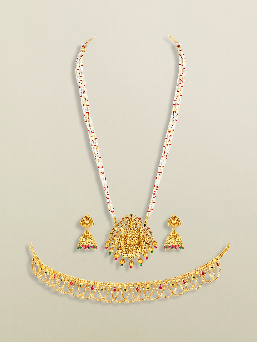 

Peora Gold-Plated Stone Studded Jewellery Set