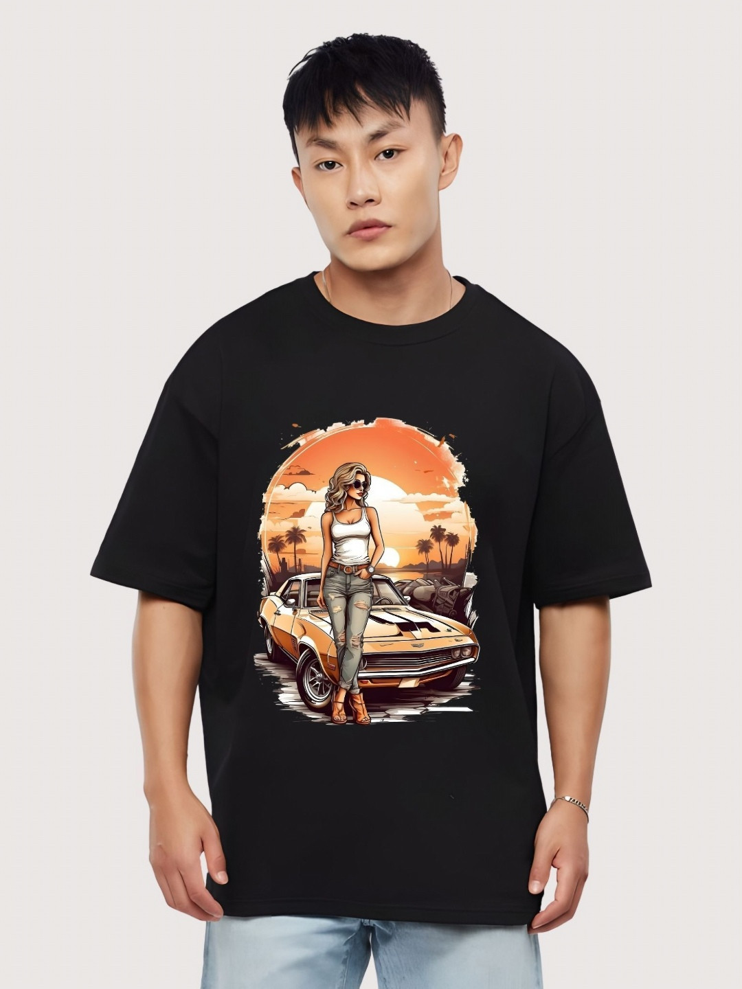 

Moda Rapido Men Drop-Shoulder Sleeves T-shirt, Black