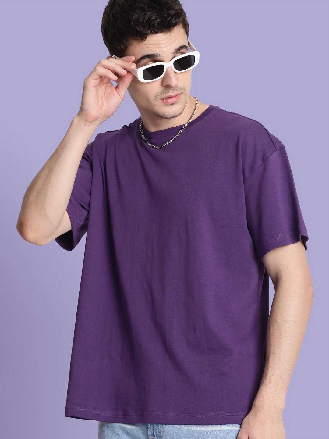 

Bene Kleed Men Drop-Shoulder Sleeves T-shirt, Purple
