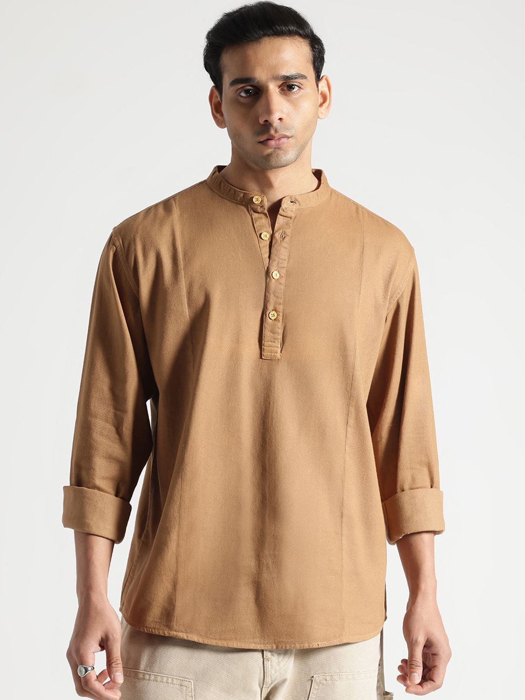 

Code 61 Men Standard Opaque Casual Shirt, Khaki