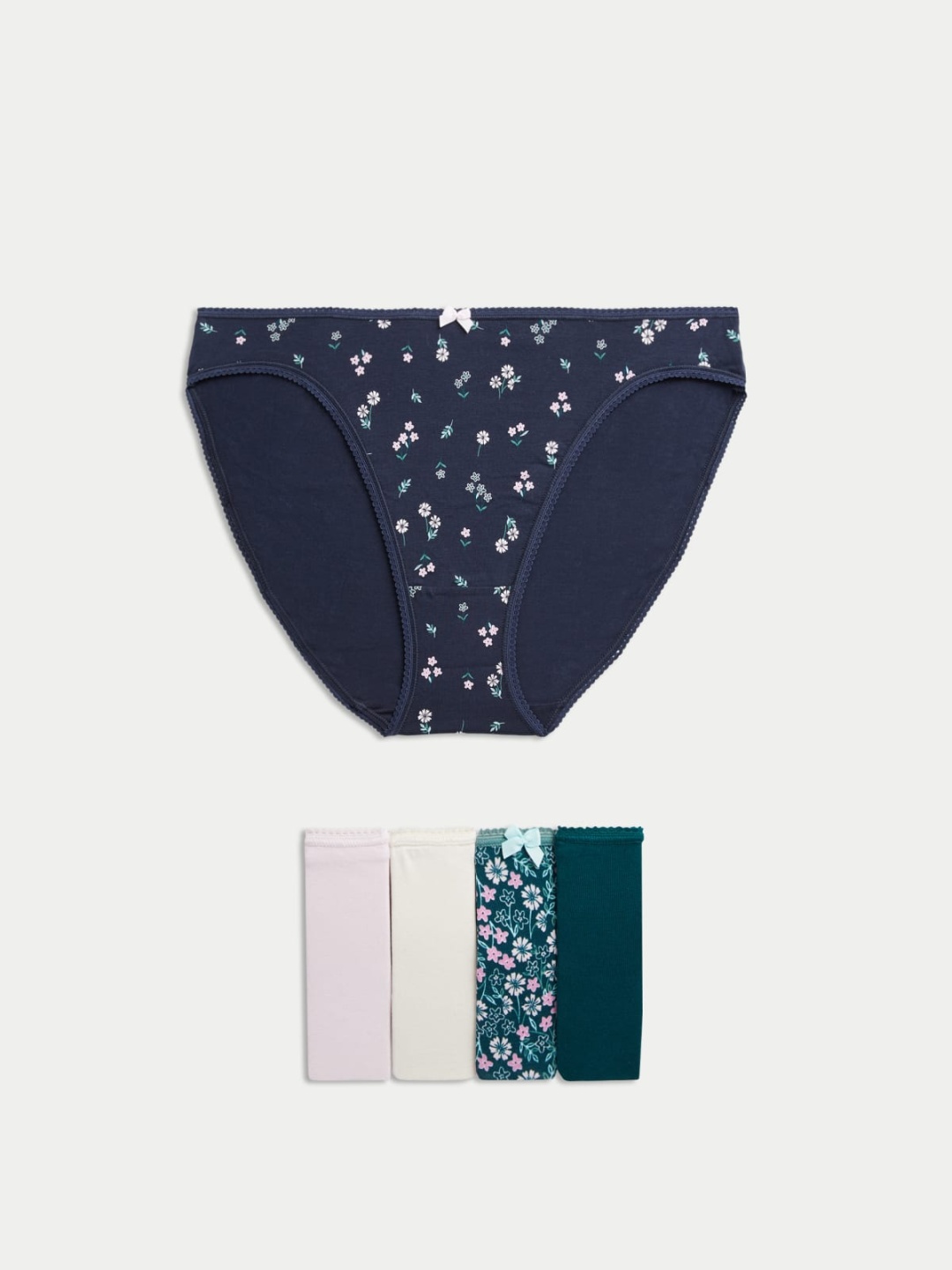 

Marks & Spencer Women Pack Of 5 Floral Printed Hipster Briefs, Green