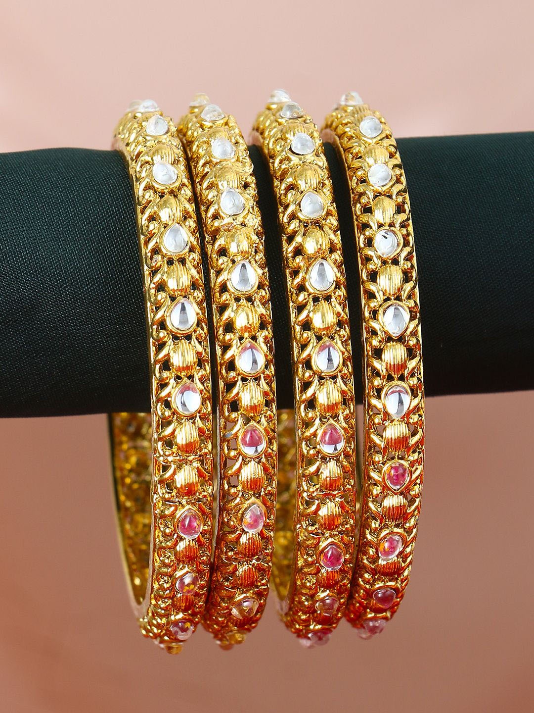 

Anouk Set Of 4 Gold-Plated Stone-Studded Bangles