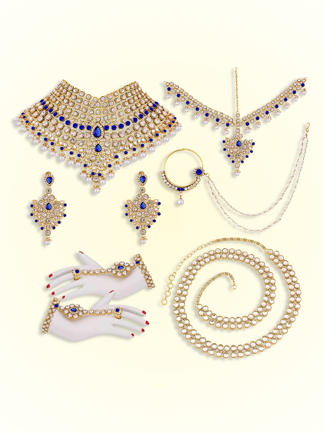 

Peora Gold-Plated Kundan Stone-Studded Jewellery Set