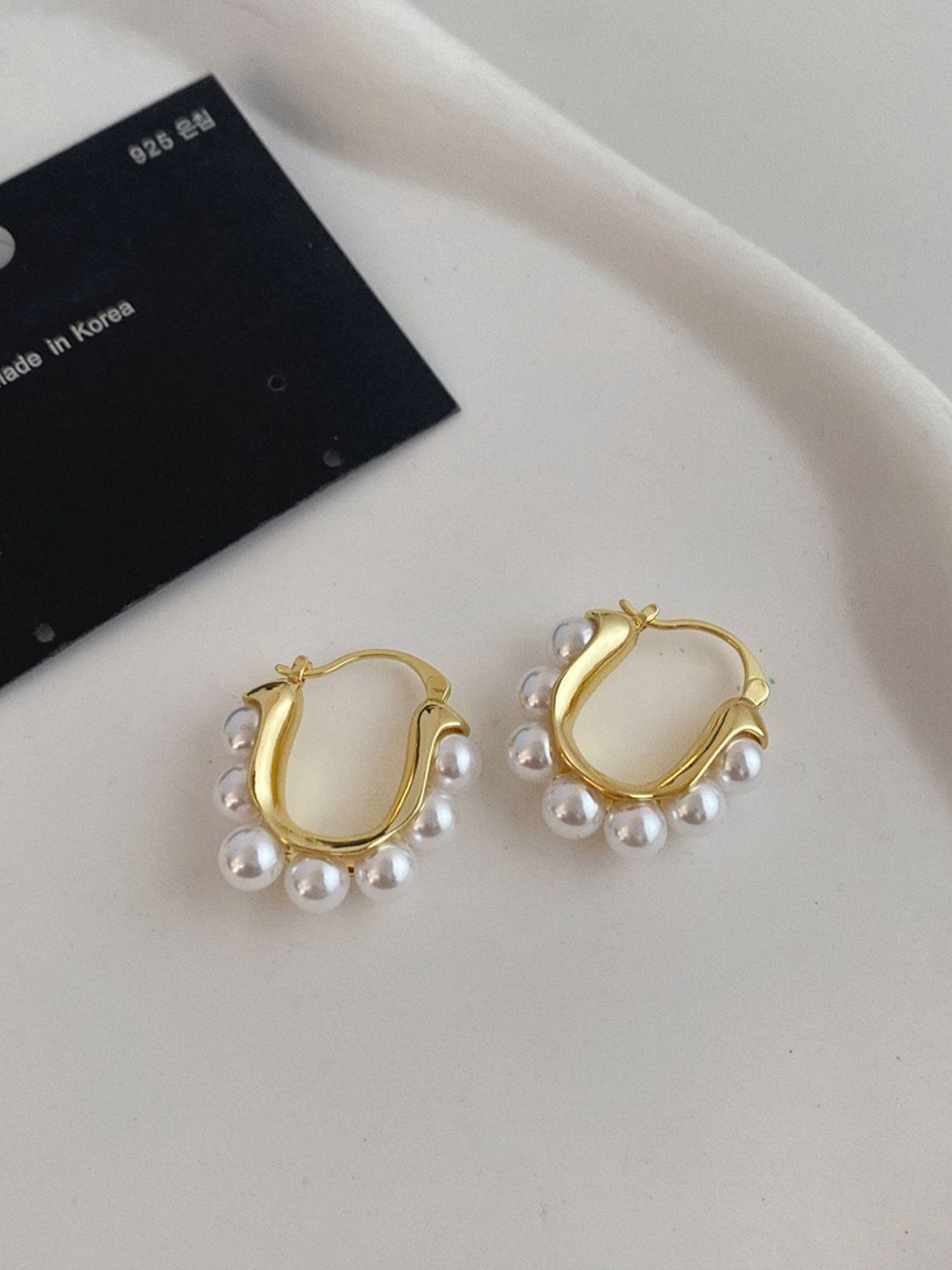 

Just Lil Things Artificial Beaded Contemporary Shaped Studs, Gold