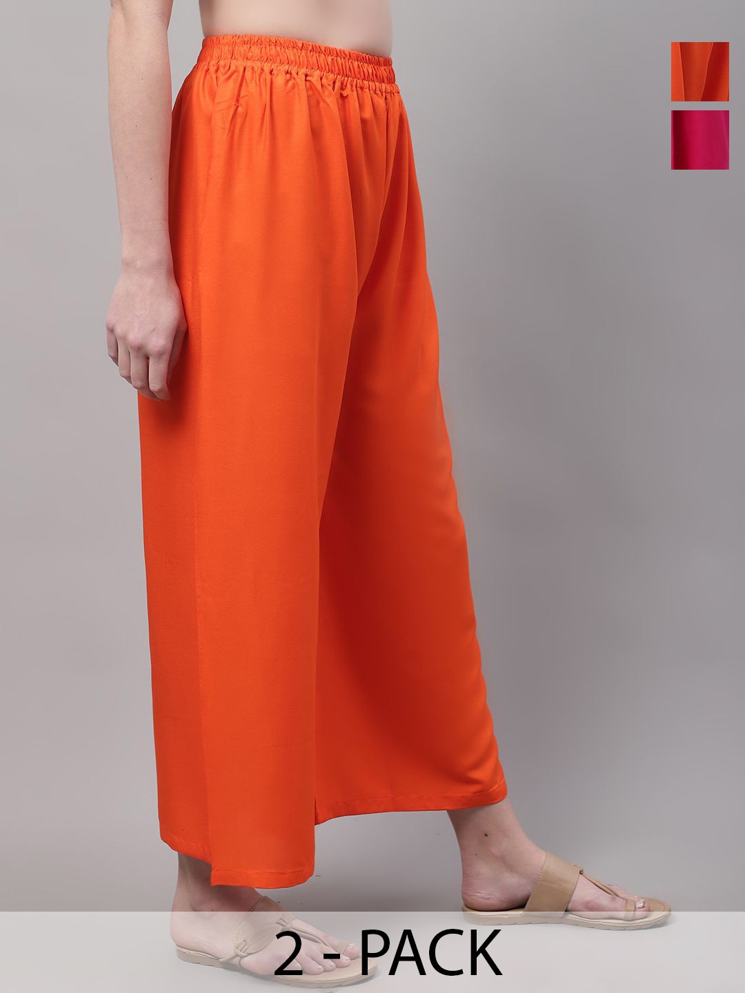 

Valles365 by S.C. Women Pack Of 2 Flared Palazzos, Pink