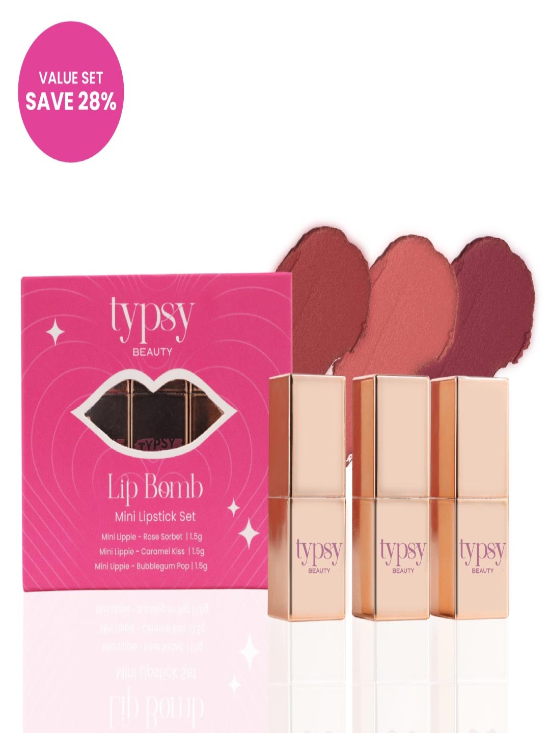 

Typsy Beauty Set Of 3 Lip Bomb Mini Lipstick Set - 1.5g Each, Multi