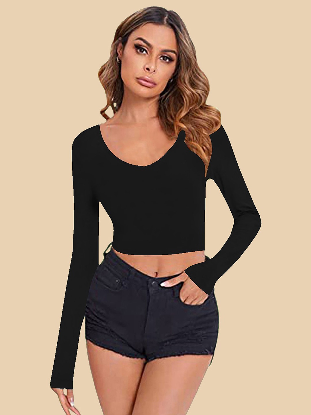 

Dream Beauty Fashion Women Fitted Crop Top, Black