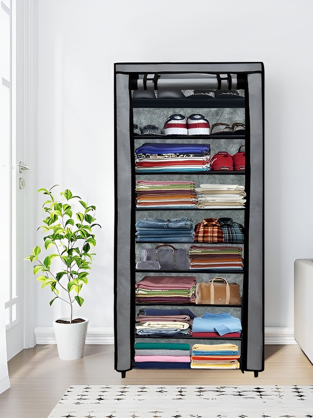 

Urban Choice 9-Tier Rectangle ShoeRack, Grey