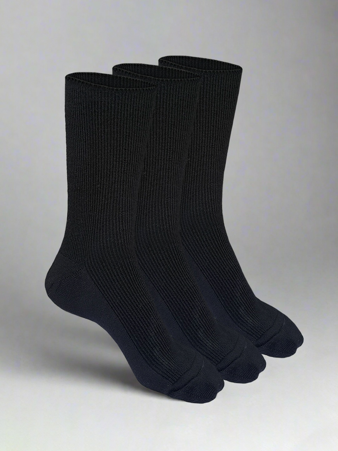 

HEELIUM 3-Pcs Crew Length Woolen Socks For Men & Women, Black