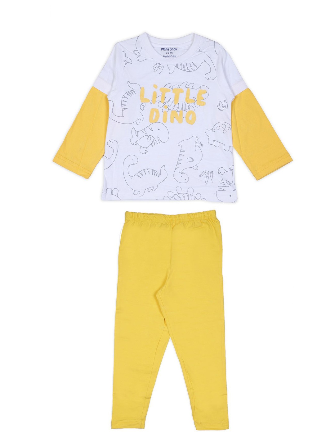 

White Snow Kids Round Neck Pure Cotton T-Shirt With Pyjama