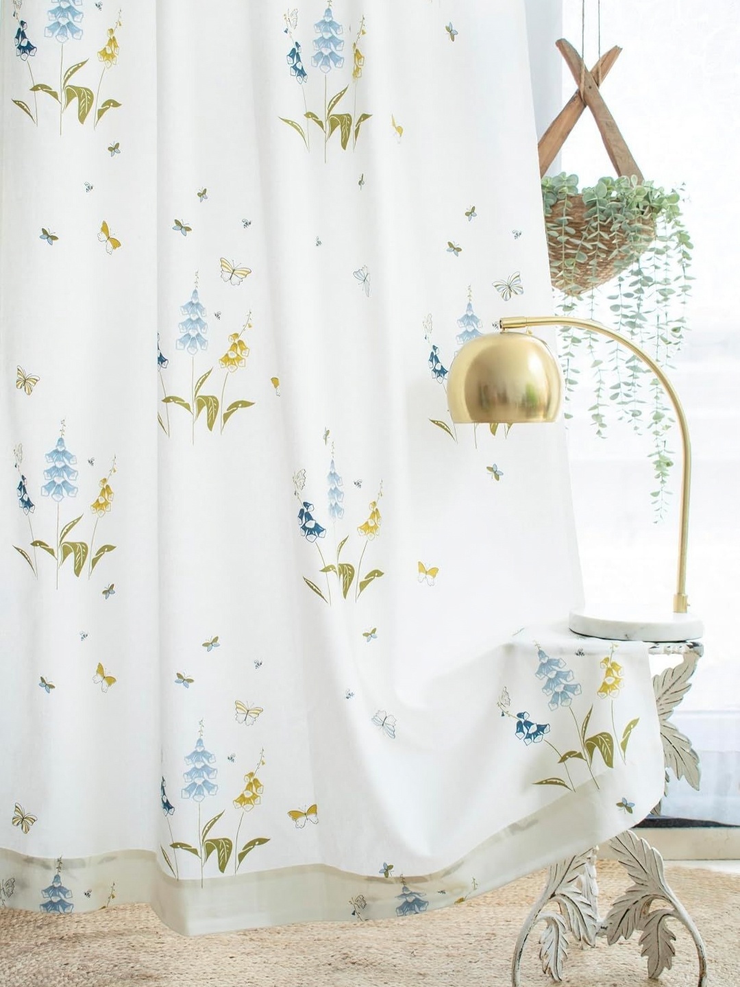 

Tranquebar Home Blue & White Set of 2 Floral Door Curtain