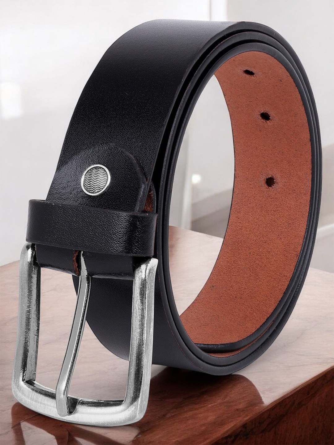 

Provogue Men Textured Leather Formal Belt, Black
