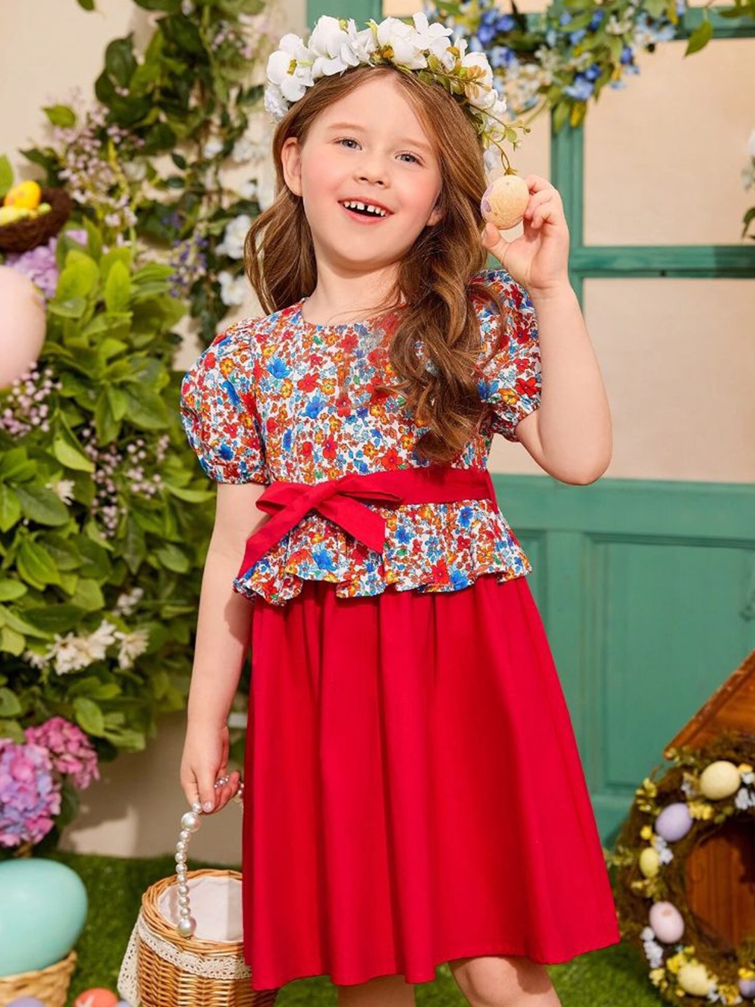 

BAESD Floral Print Puff Sleeve Fit & Flare Dress, Multi