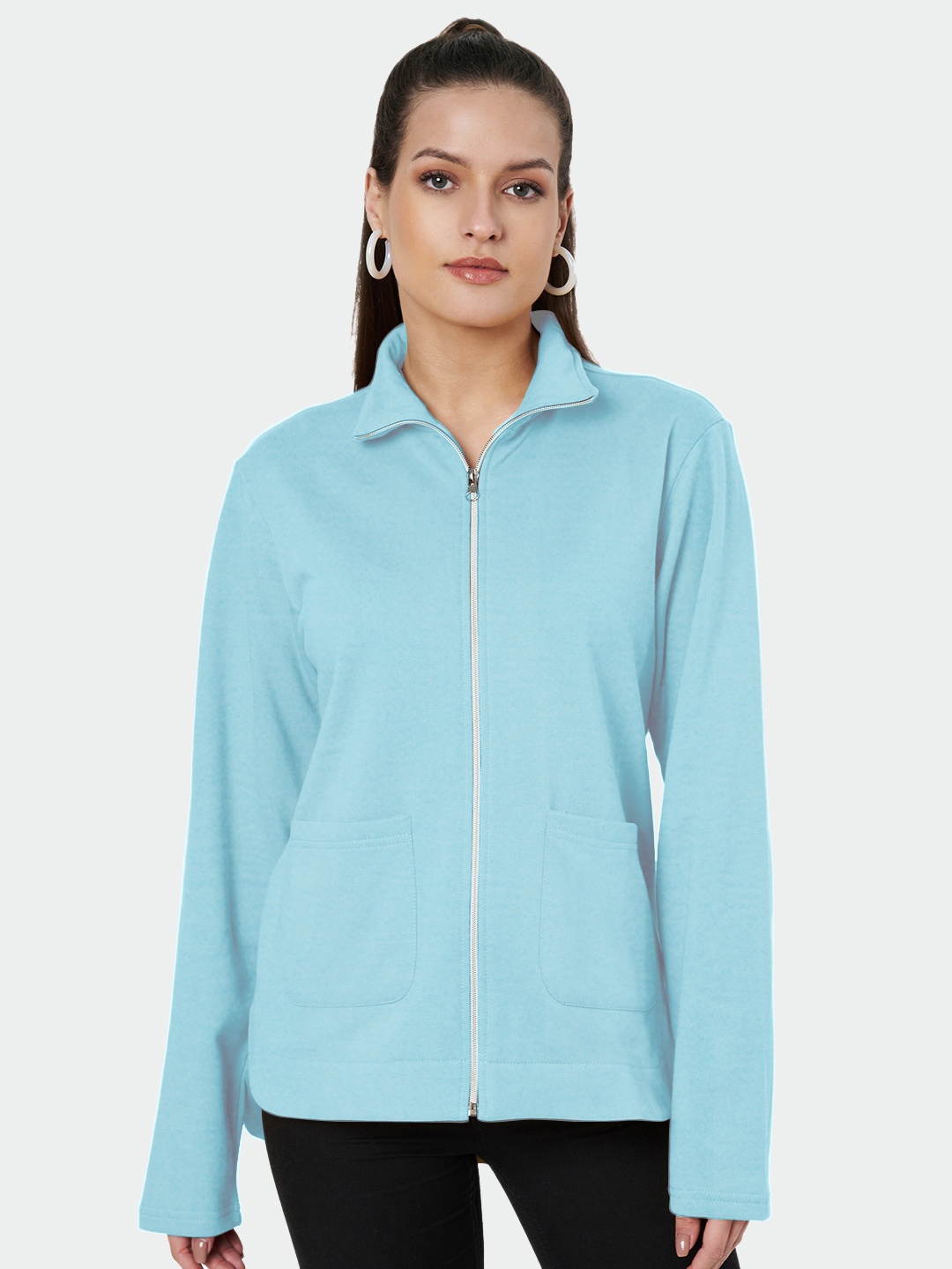 

BRINNS Women Fleece Open Front Jacket, Turquoise blue