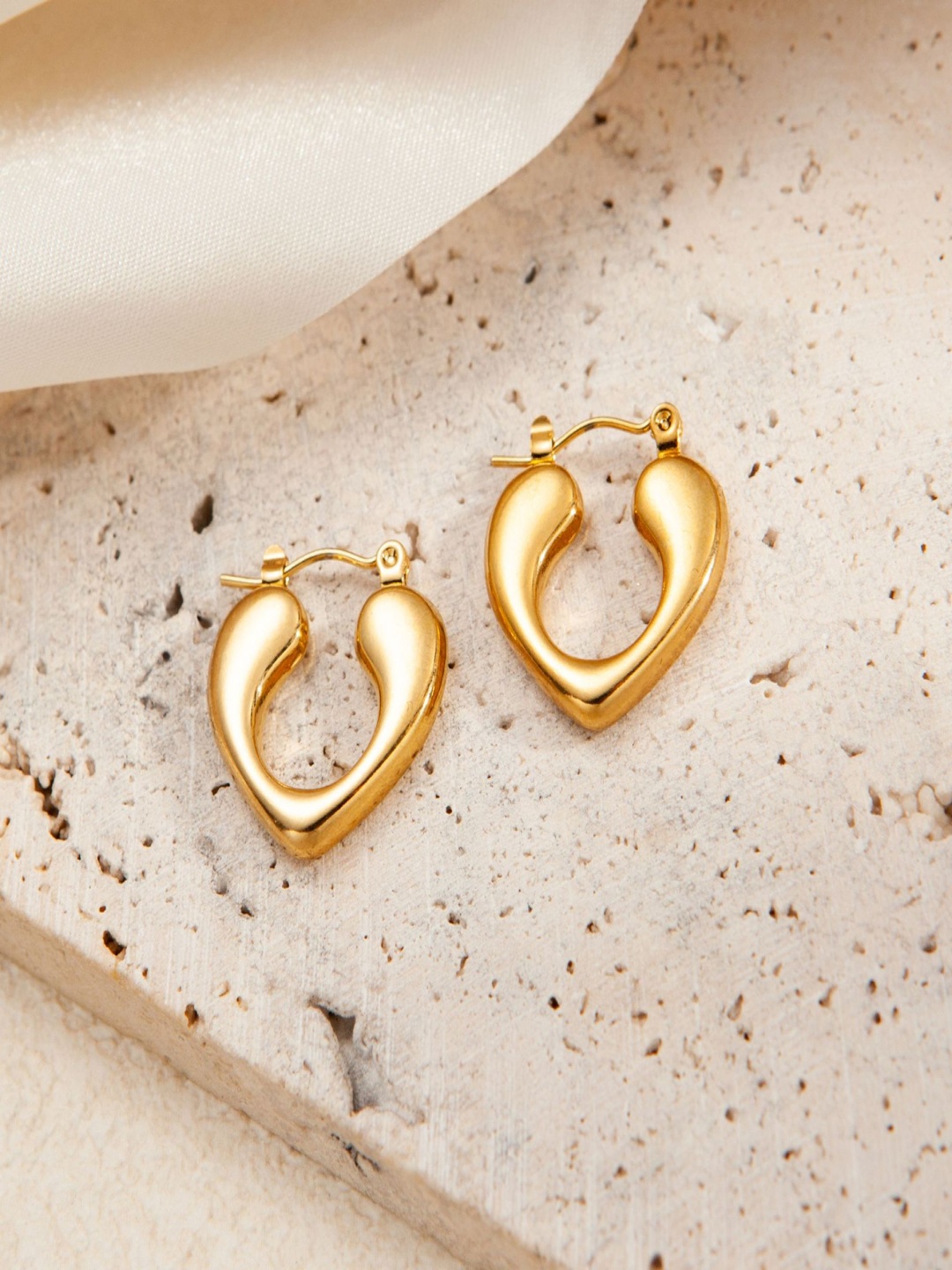 

DIVASTRI Stainless Steel Contemporary Shaped Drop Earrings, Gold