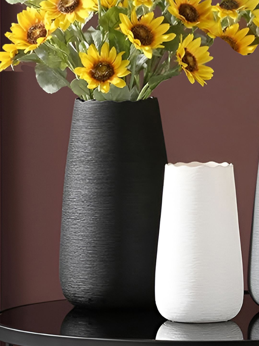 

DecorTwist Black Plastic Flower Vases for Home Decor (Pack of 2)