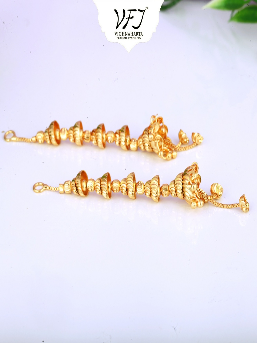 

Vighnaharta Gold-Plated Contemporary Shaped Drop Earrings