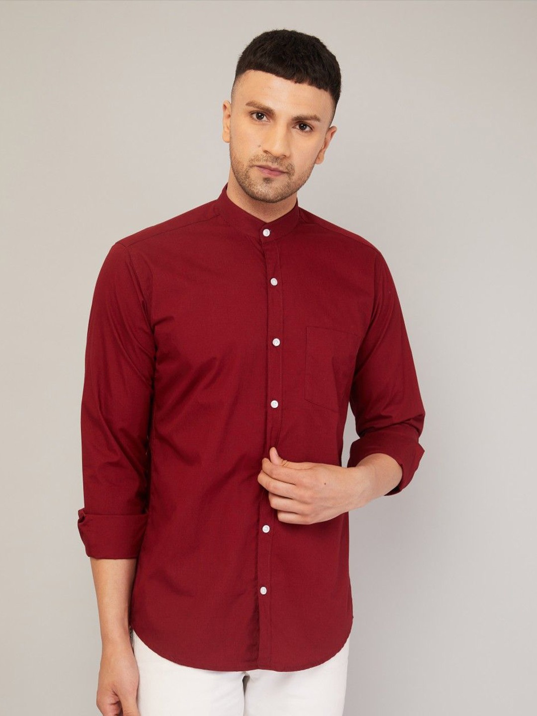

Le Mec Men Opaque Casual Shirt, Maroon