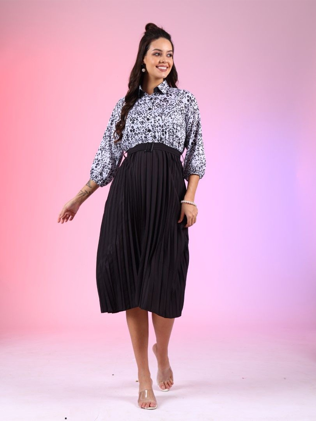 

Vastani Enterprise Print Crepe Fit & Flare Dress, Multi