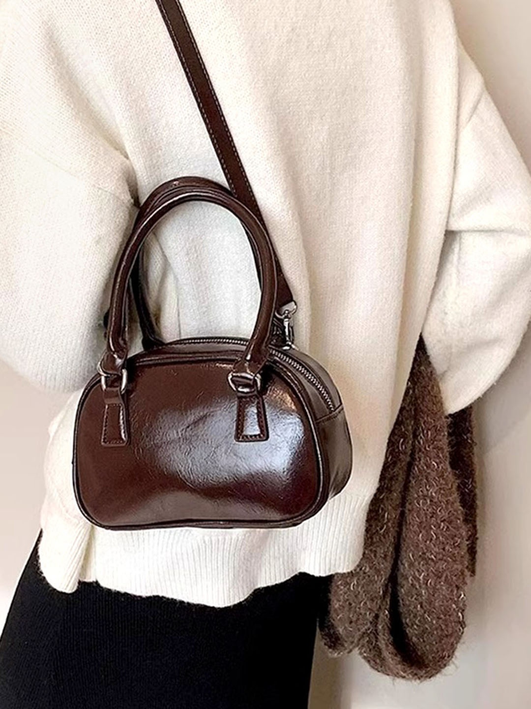 

StyleCast Women Textured Structured Shoulder Bag, Brown