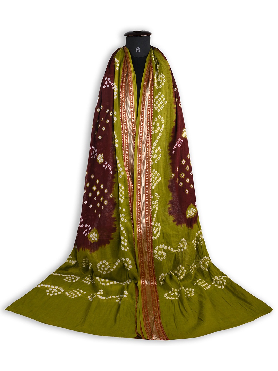 

Wish Karo Printed Tie and Dye Dupatta, Brown