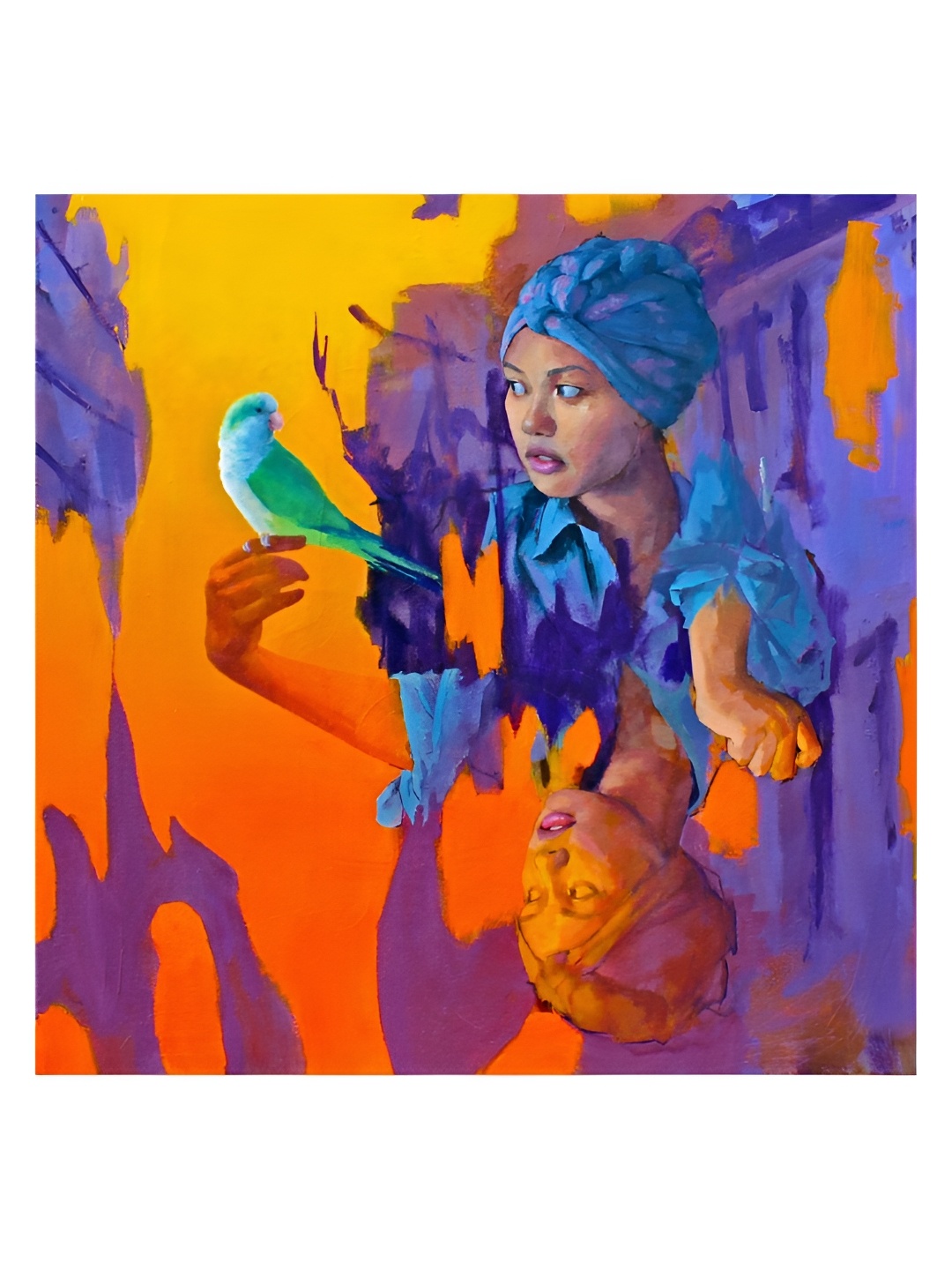 

Inephos Orange & Blue Printed Canvas Wall Art