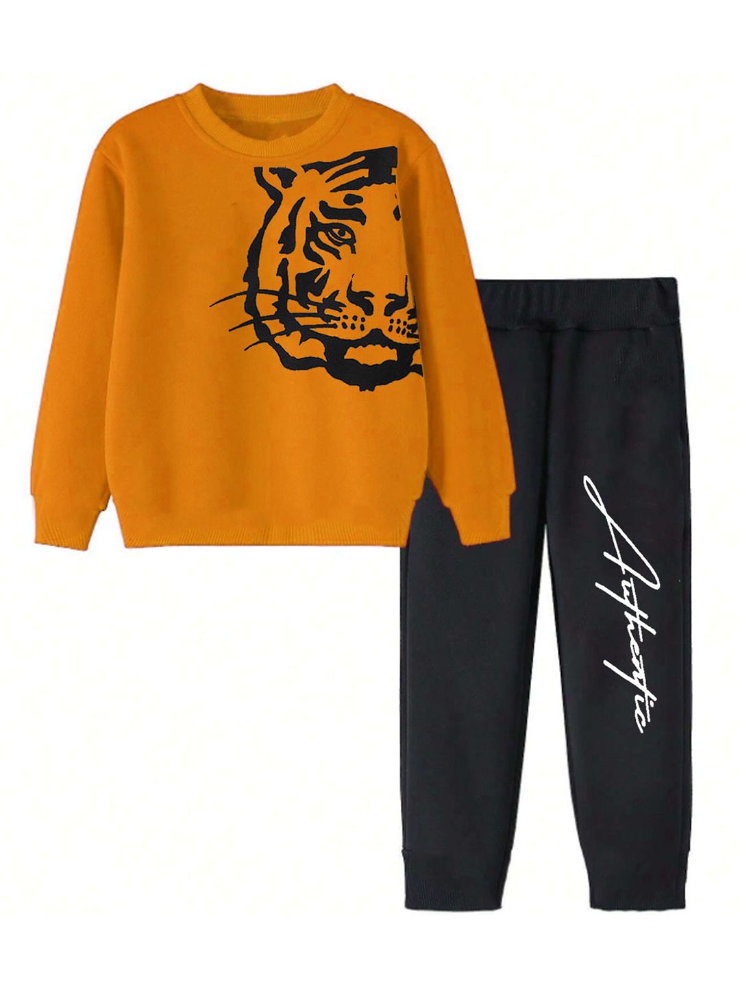 

BILLYBALL Kids Printed Round Neck Pure Cotton Sweatshirt With Jogger, Yellow
