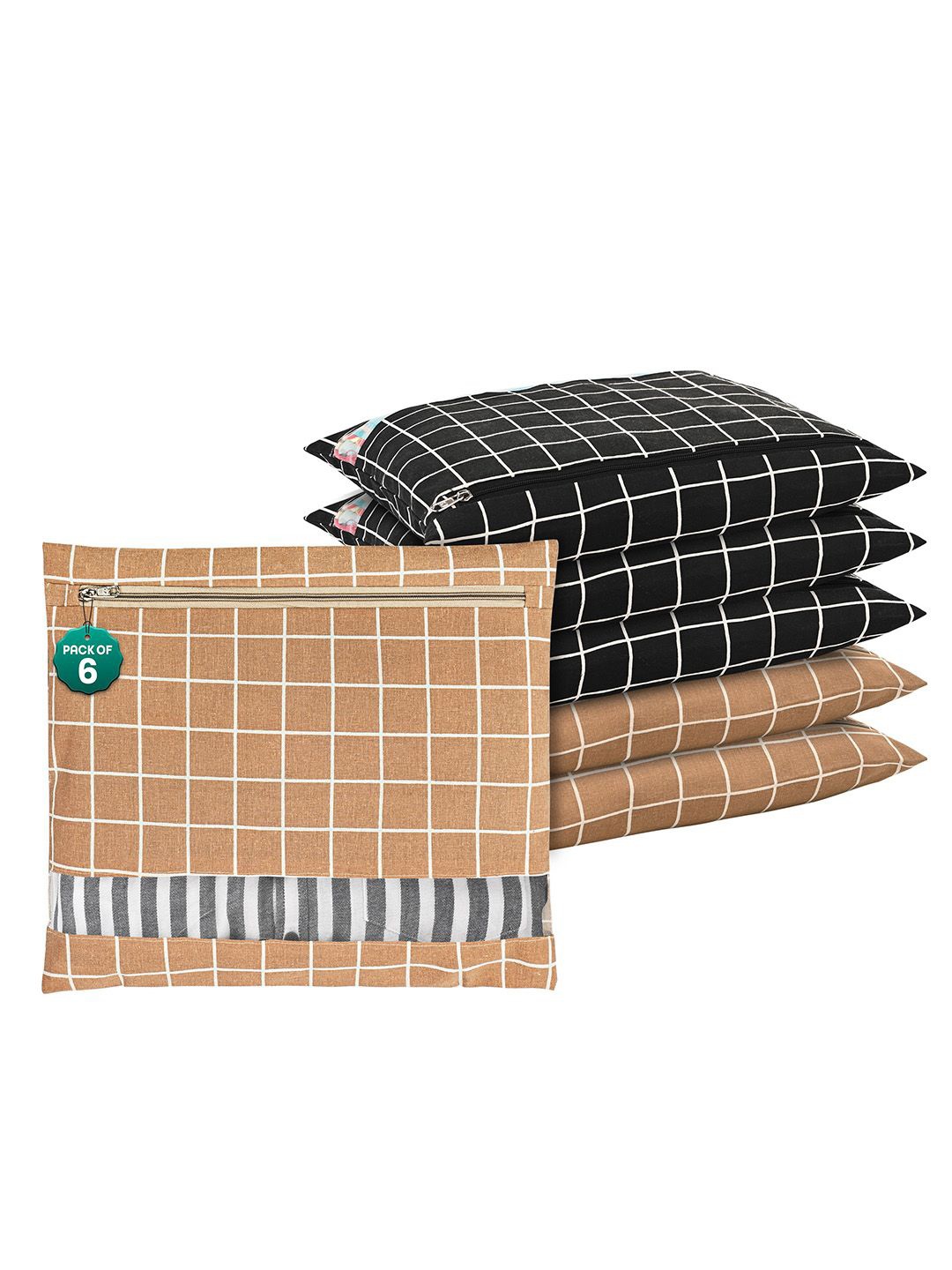 

Kuber Industries Brown 6 Pcs Regular Clothes Storage Single Packing Bag Drawer Organiser