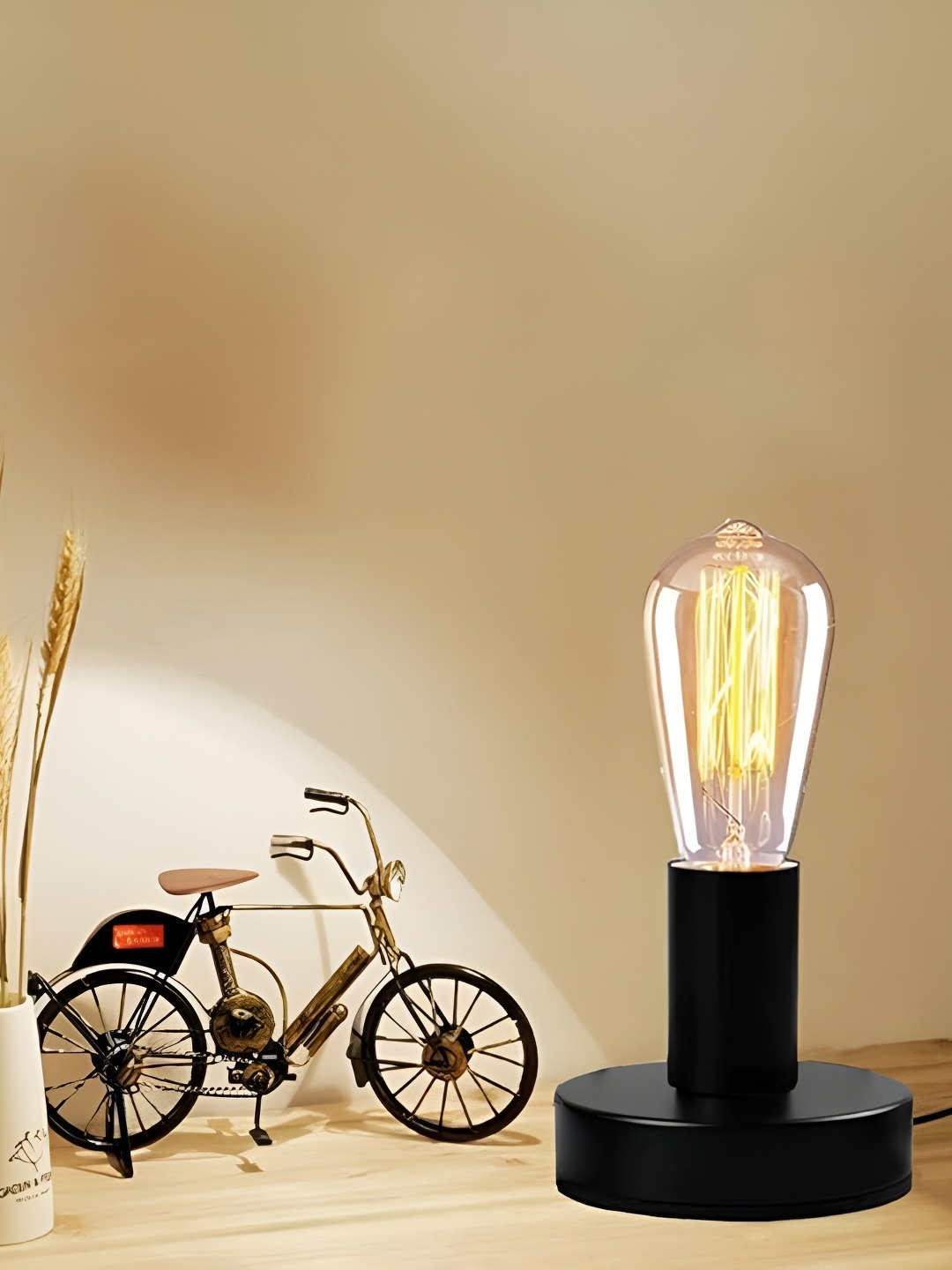 

Homesake Black Metal Industrial Frusturical Shaped Table Lamp