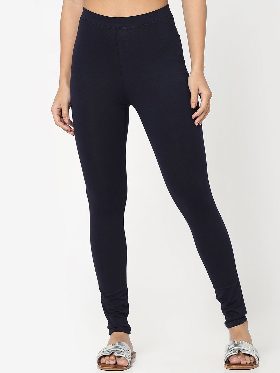 

R&B Women Cotton Ankle Length Leggings, Blue
