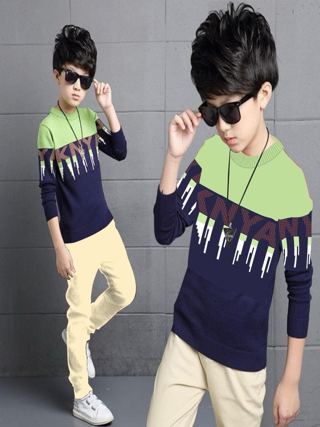 

BILLYBALL Kids Printed Pure Cotton Sweatshirt With Trouser, Navy blue