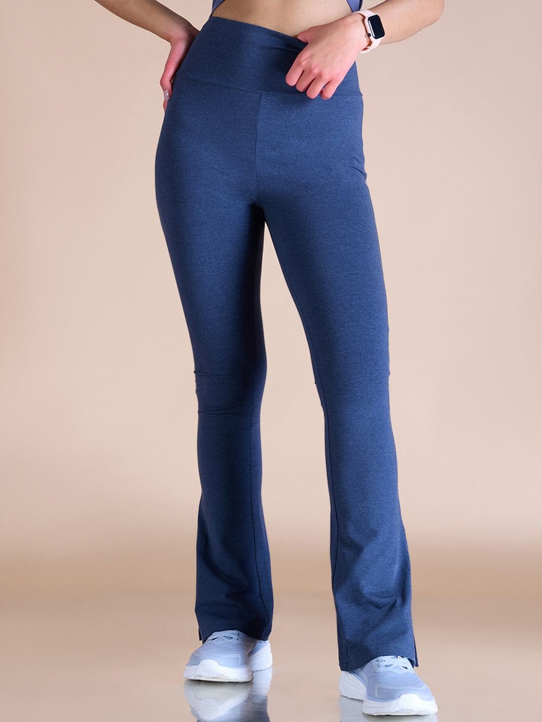 

KICA Women High Waist Flared Track Pant, Navy blue