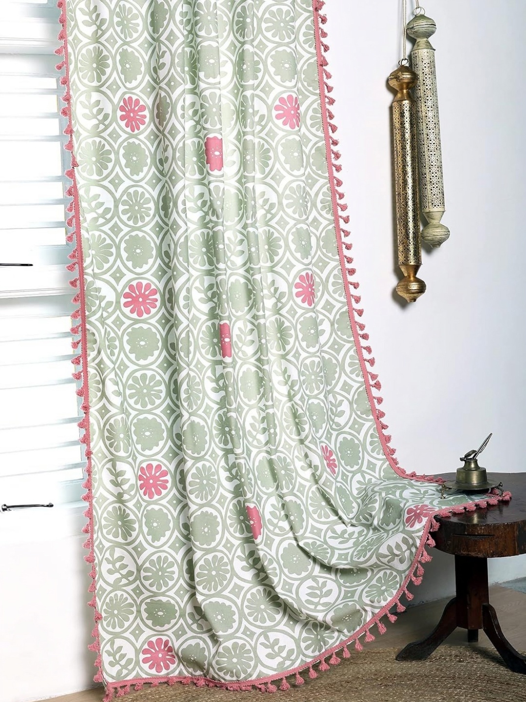 

Tranquebar Home Green & White Ethnic Motifs Door Curtain