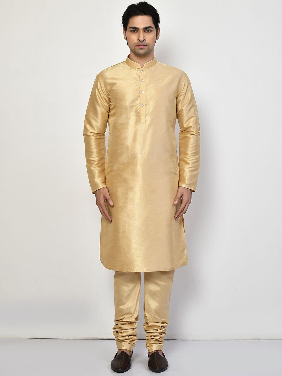 

Arihant Rai Sinha Men Regular Pure Silk Kurta with Churidar, Gold