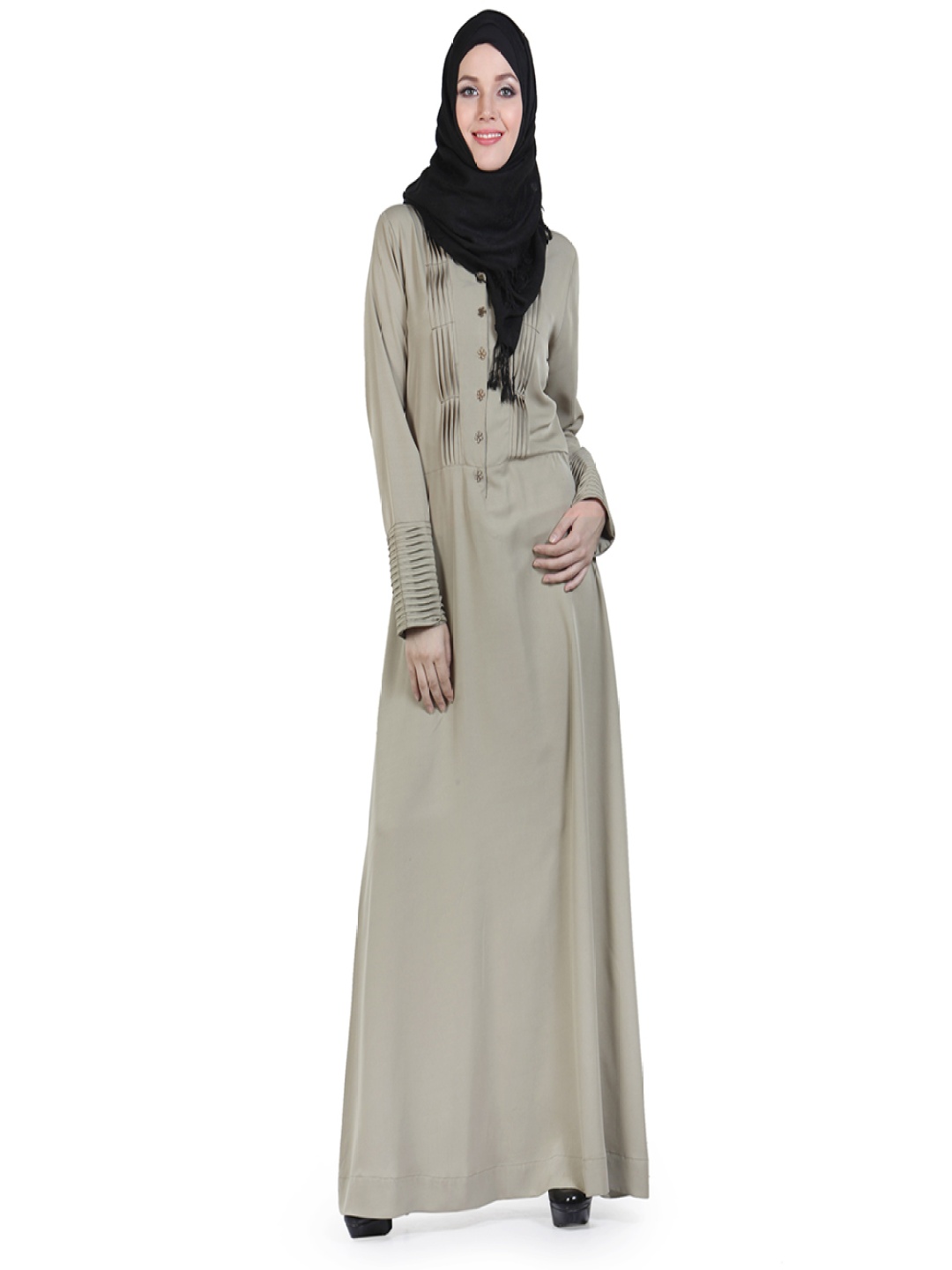 

MOMIN LIBAS Women Solid Long Sleeves Abaya Burqa, Beige