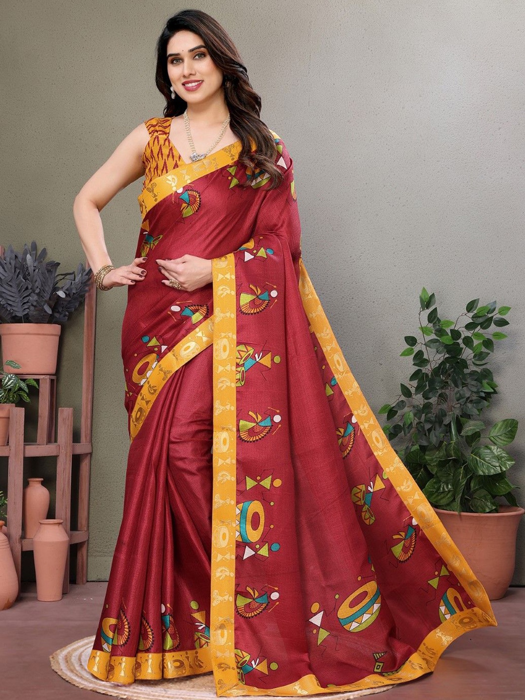 

KALINI Ethnic Motifs Printed Saree, Maroon