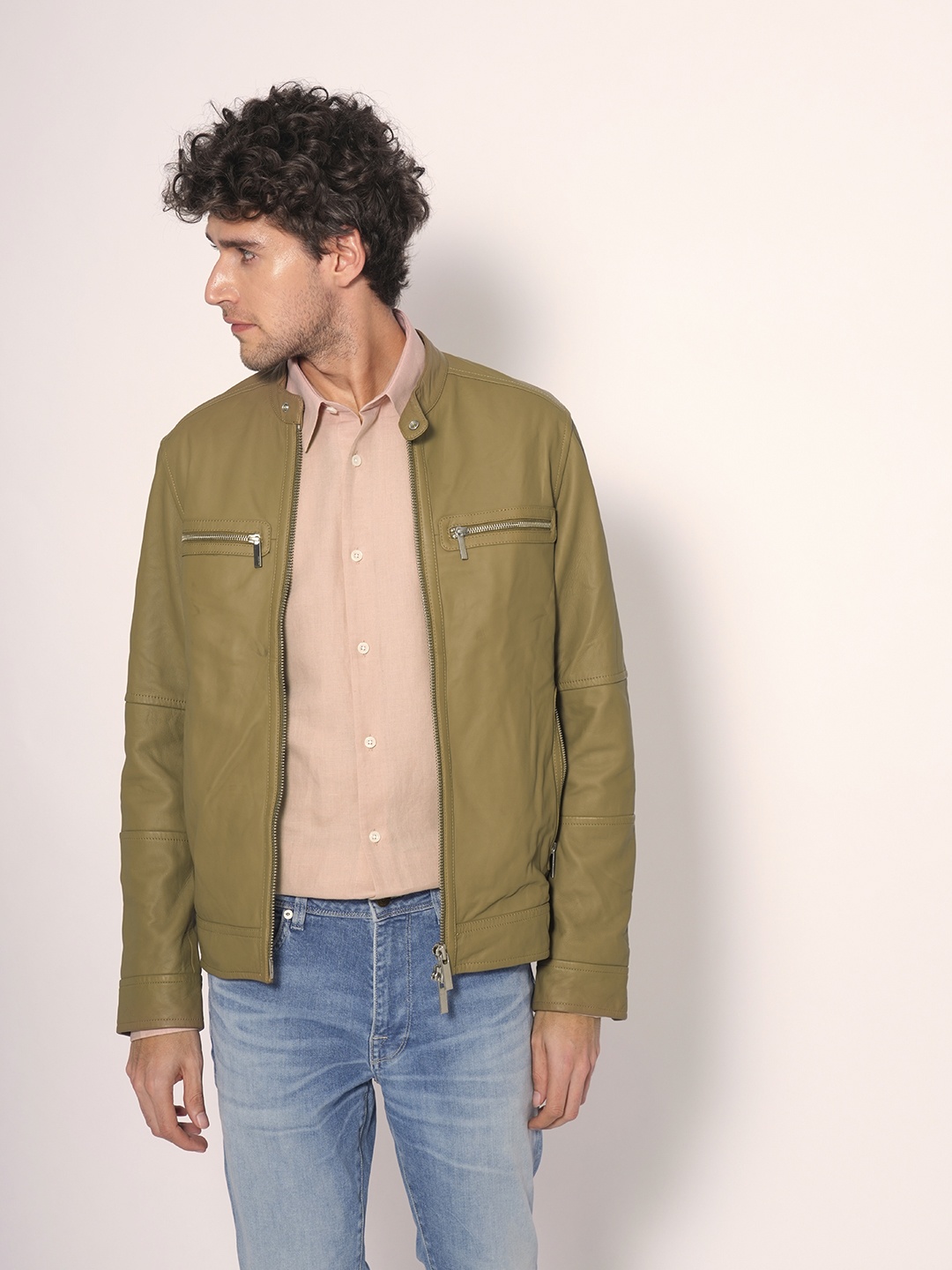 

SELECTED Men Spread Collar Solid Casual Shirt, Pink