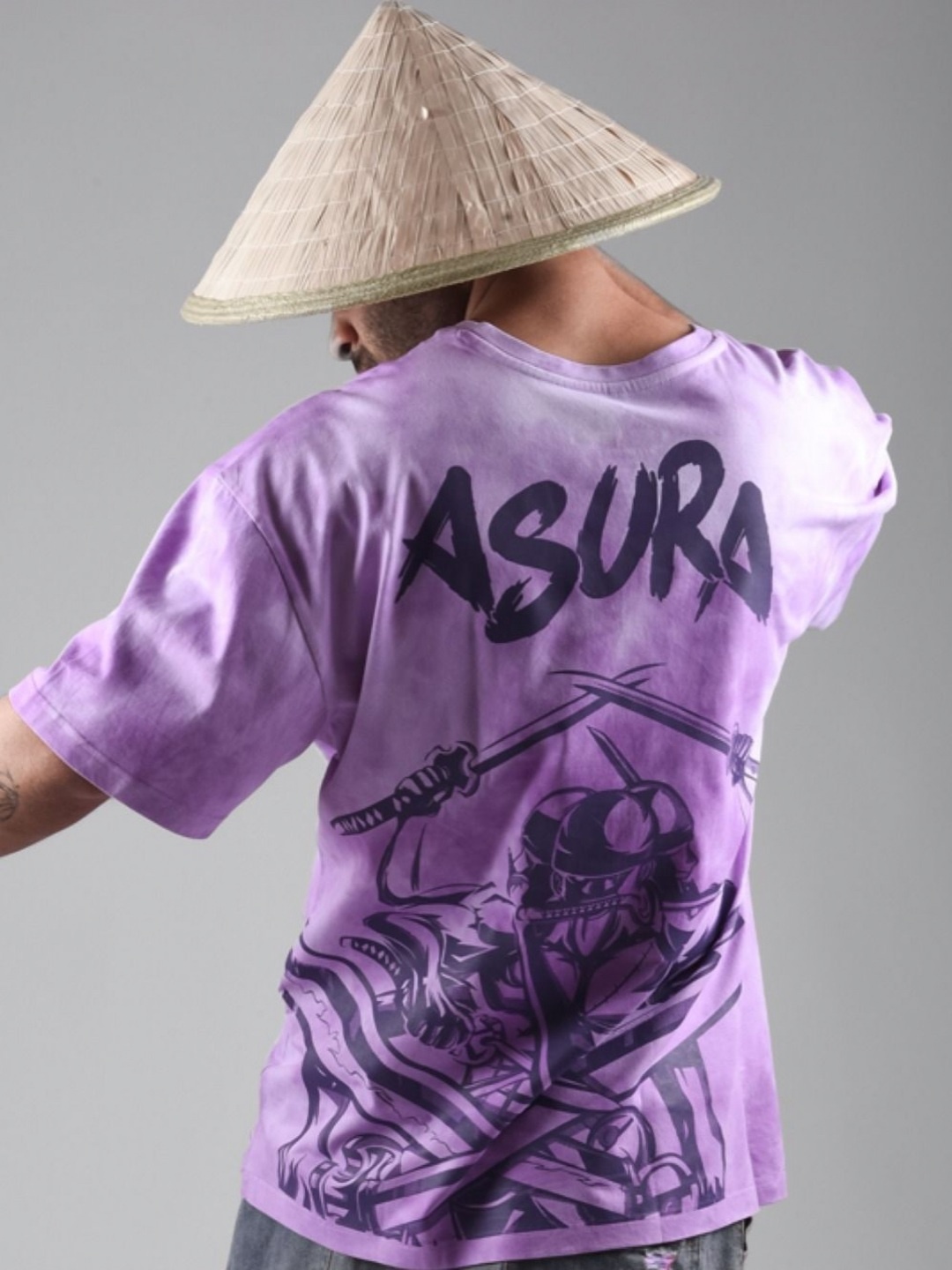 

Xenpachi Anime Asura Printed Oversized Cotton Drop Shoulder T-shirt, Purple