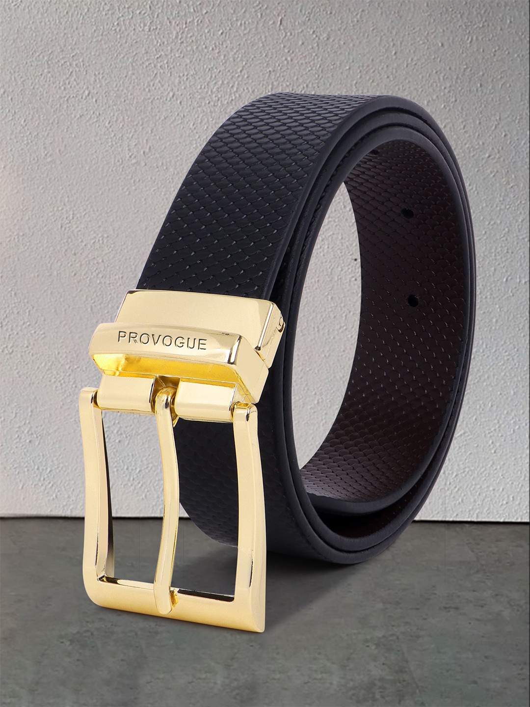 

Provogue Men Textured Leather Reversible Formal Belt, Black