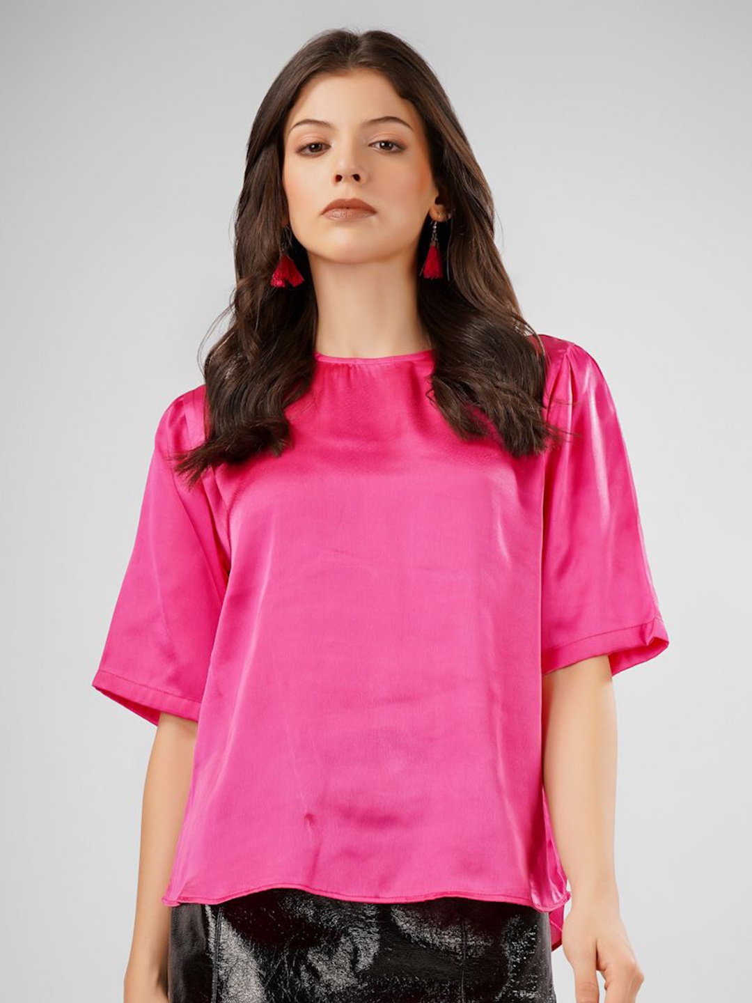 

Sukshat Flared Sleeve Satin Top, Fuchsia