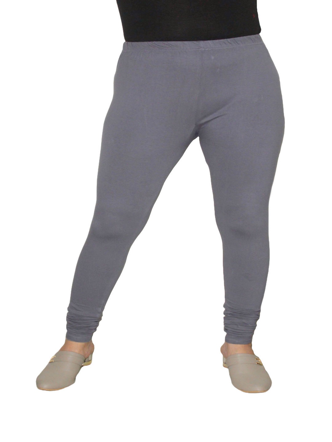 

PINK SHELL Women Cotton Churidar Length Leggings, Grey