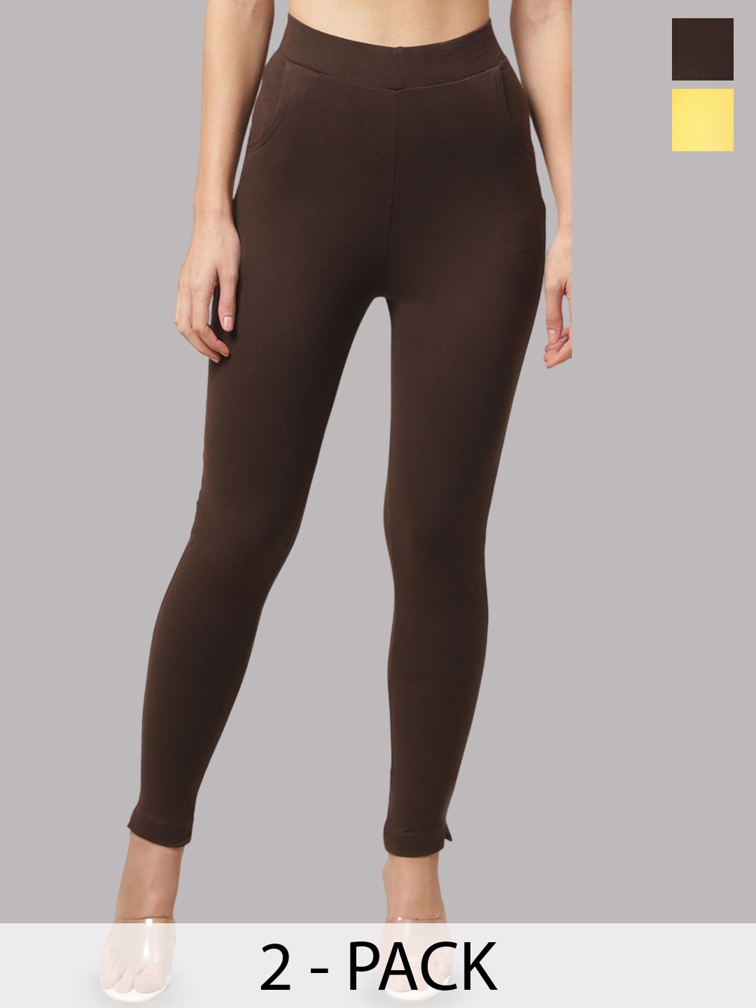 

Valles365 by S.C. Pack Of 2 Women Ankle Length Leggings, Yellow