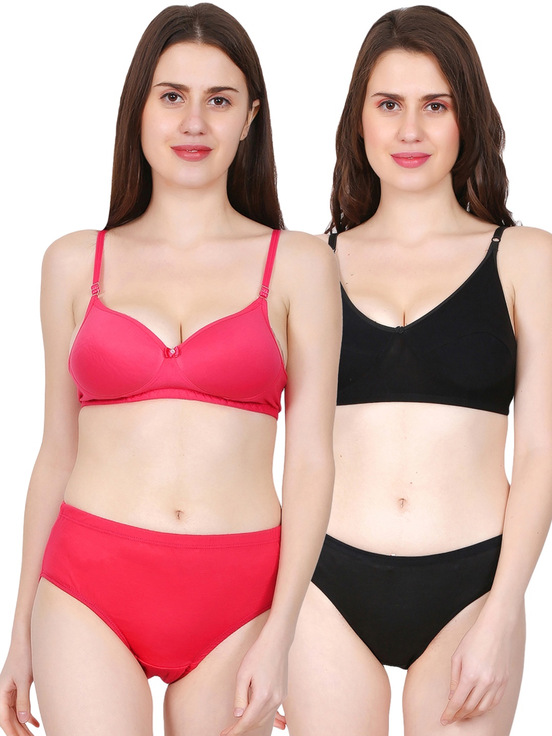 

chia fashions Women Pack Of 2 Non-Padded Lingerie Set, Pink
