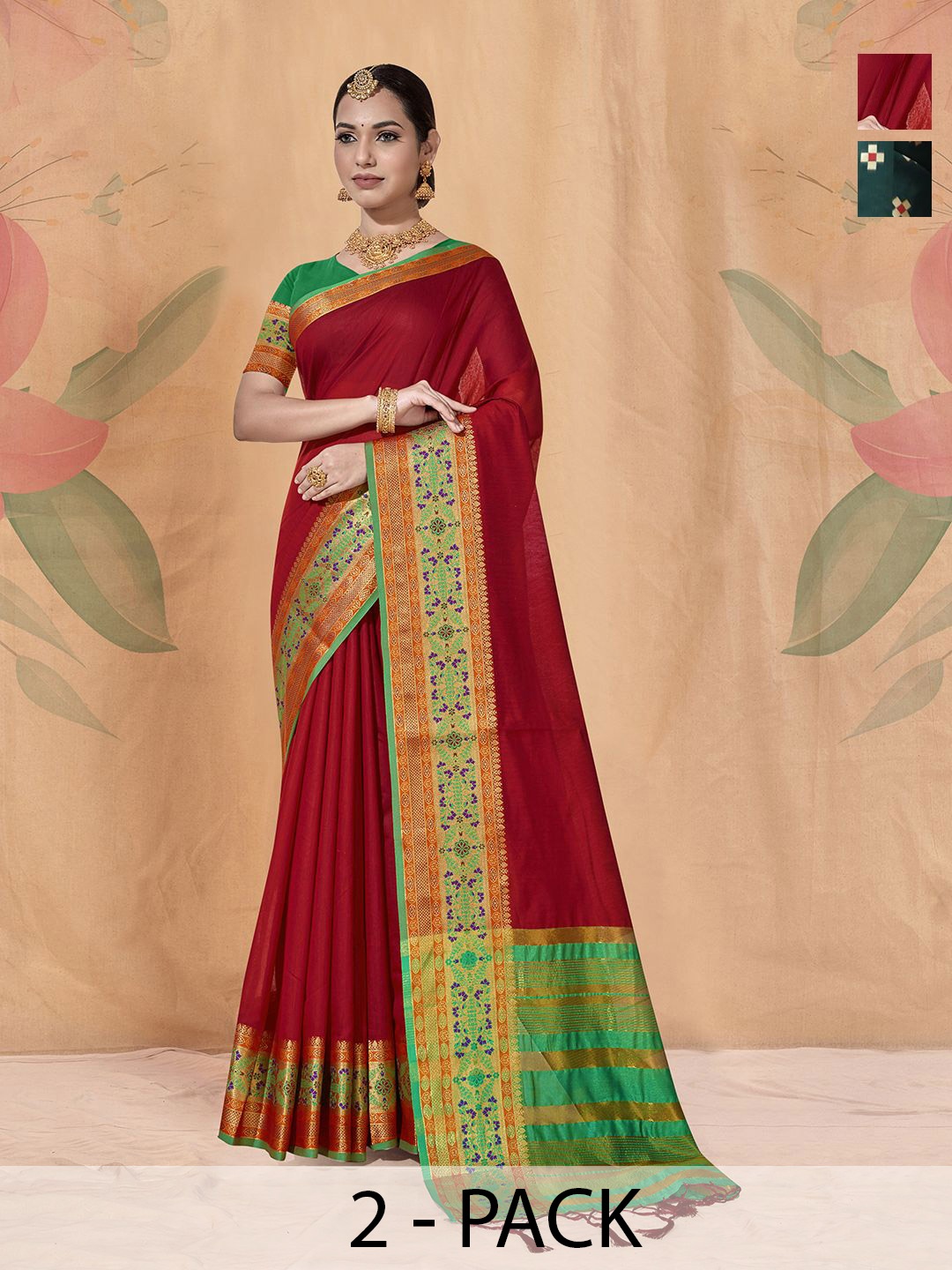 

Anouk Rustic Woven Design Zari Art Silk Kanjeevaram Saree, Green